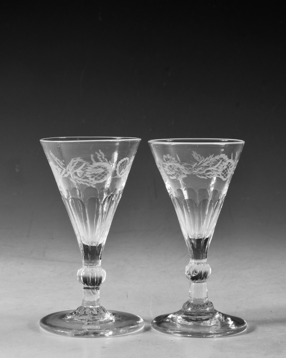 Antique glass - Gin glasses set of six English c1790 View IV