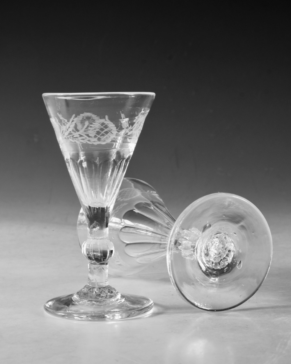 Antique glass - Gin glasses set of six English c1790 View VI