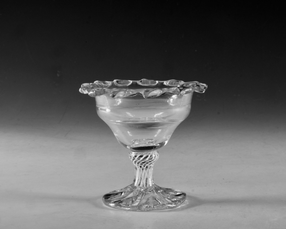 Antique glass - opaque twist sweetmeat glass English c1765