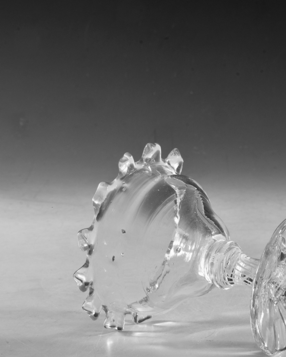 Antique glass - opaque twist sweetmeat glass English c1765 View II