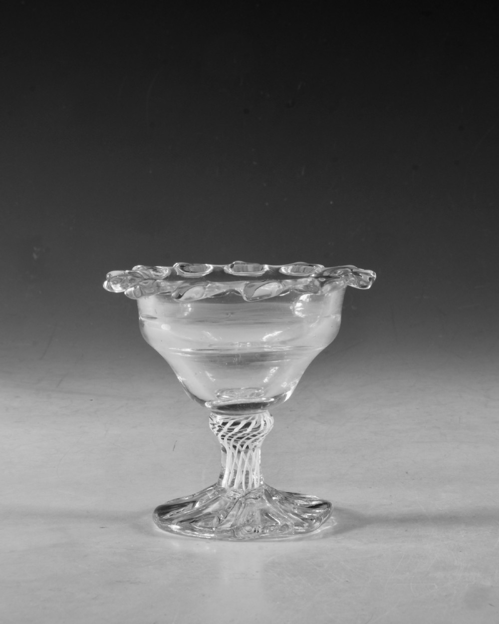 Antique glass - opaque twist sweetmeat glass English c1765 View IV