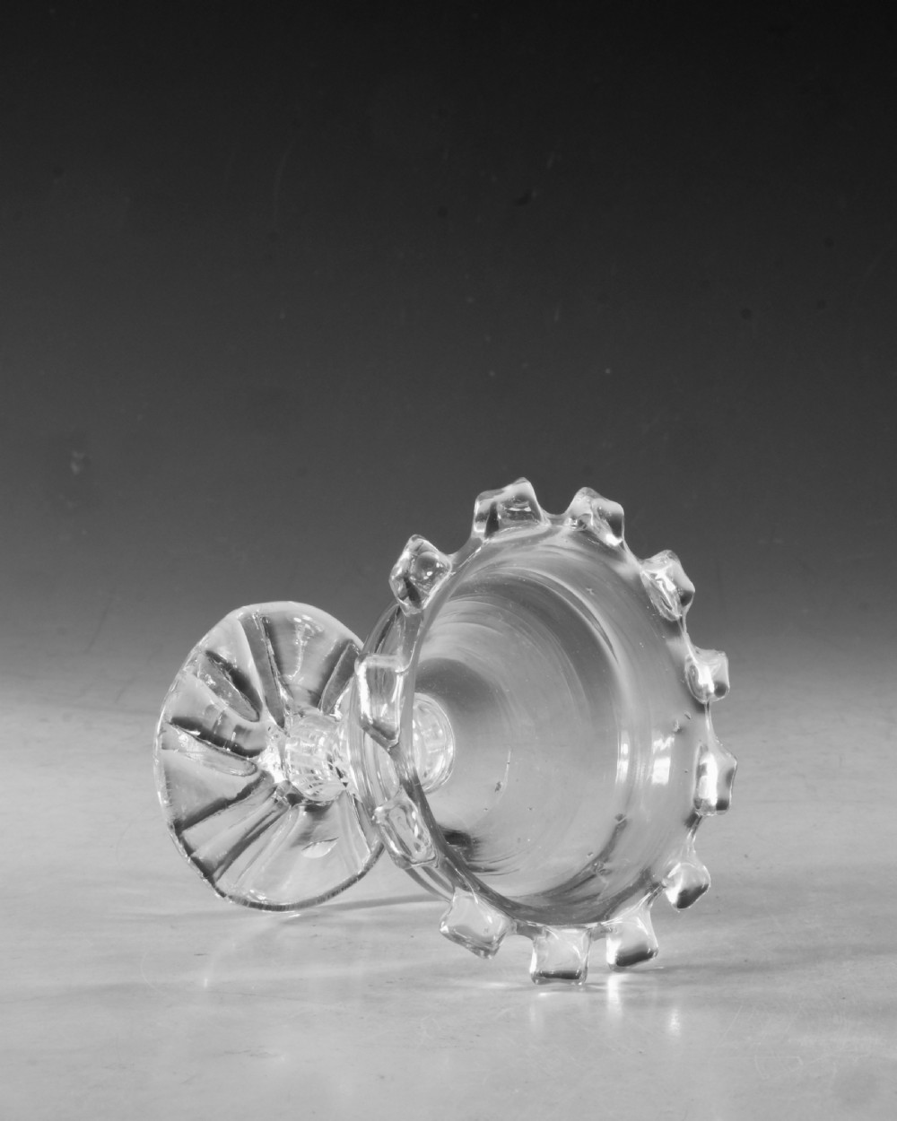 Antique glass - opaque twist sweetmeat glass English c1765 View V