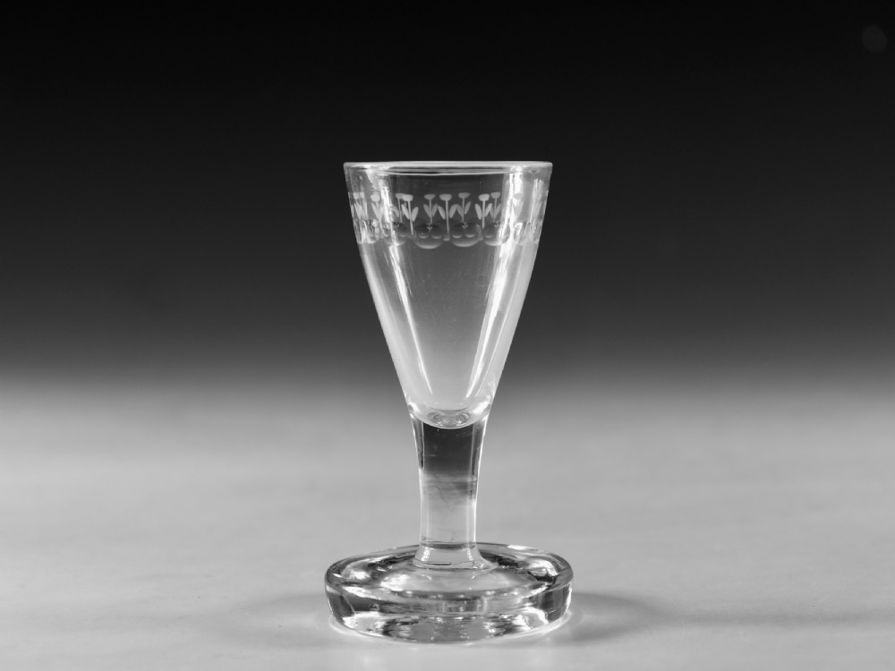 Antique glass plain stem firing glass English c1760-70