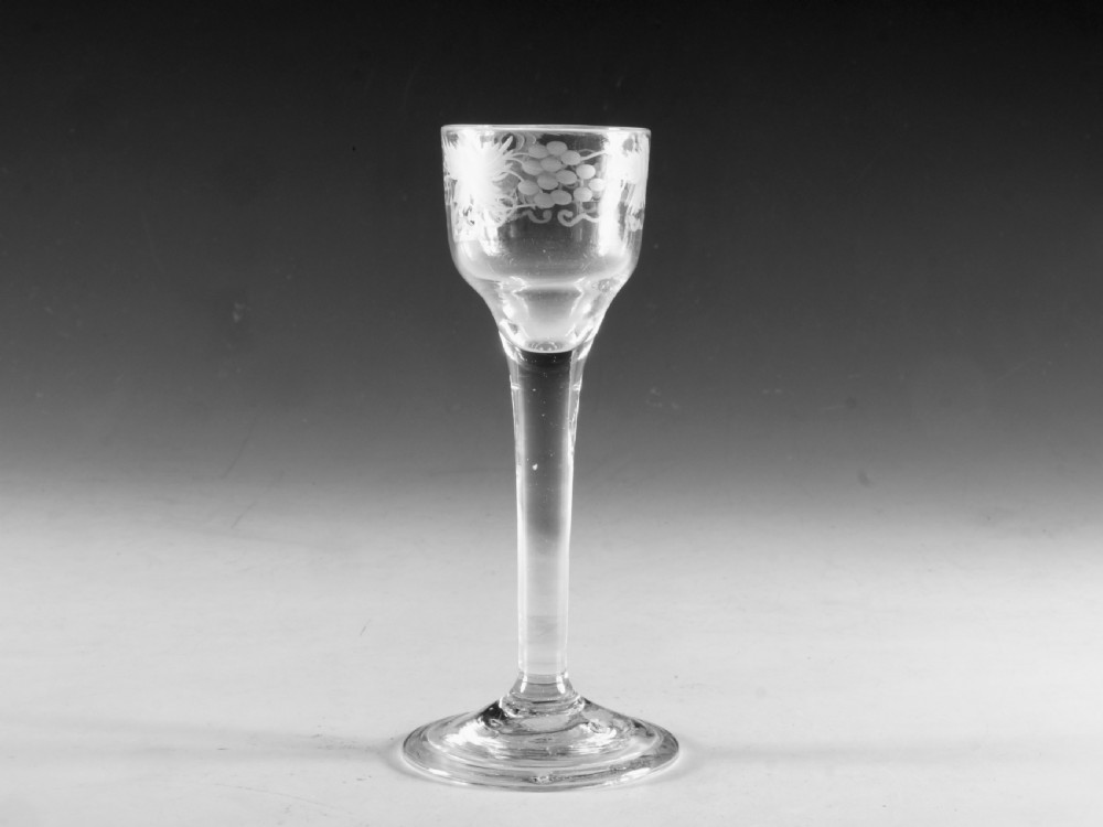 Antique glass - plain stem wine glass English c1760