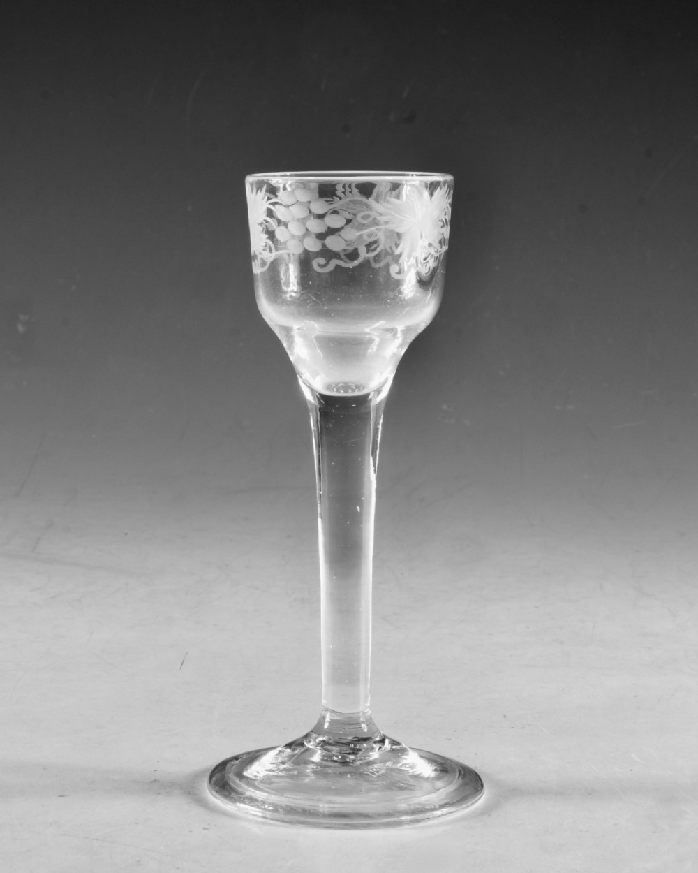 Antique glass - plain stem wine glass English c1760 View II