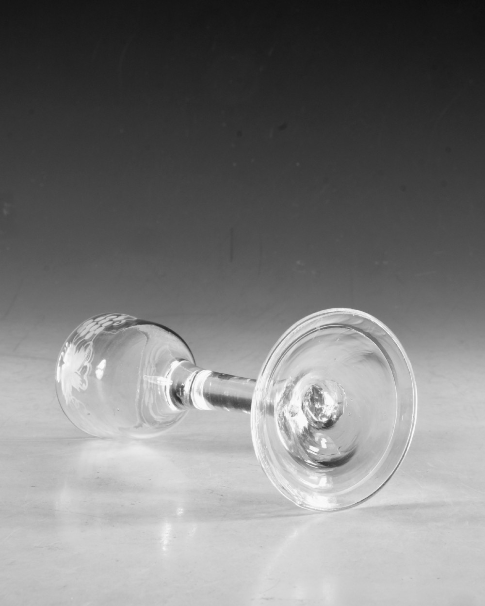 Antique glass - plain stem wine glass English c1760 View III