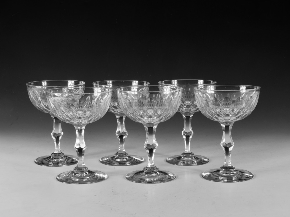 Antique glass - champagne glasses set of 6 English c1880