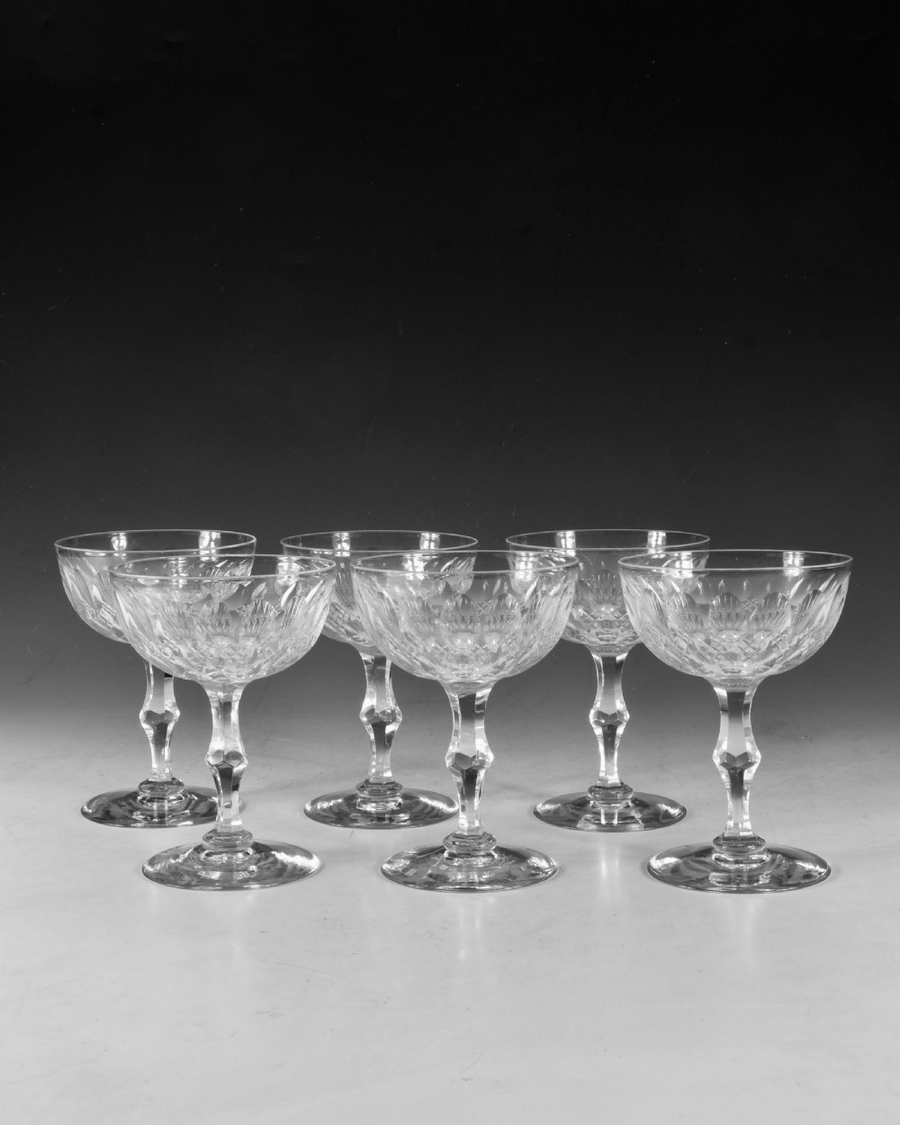 Antique glass - champagne glasses set of 6 English c1880 View III