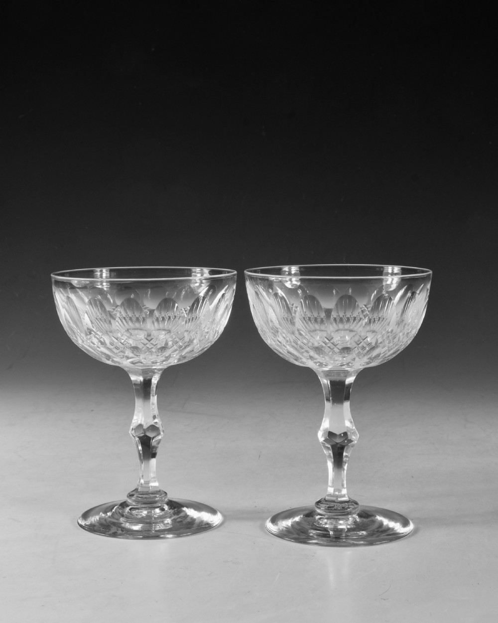 Antique glass - champagne glasses set of 6 English c1880 View IV