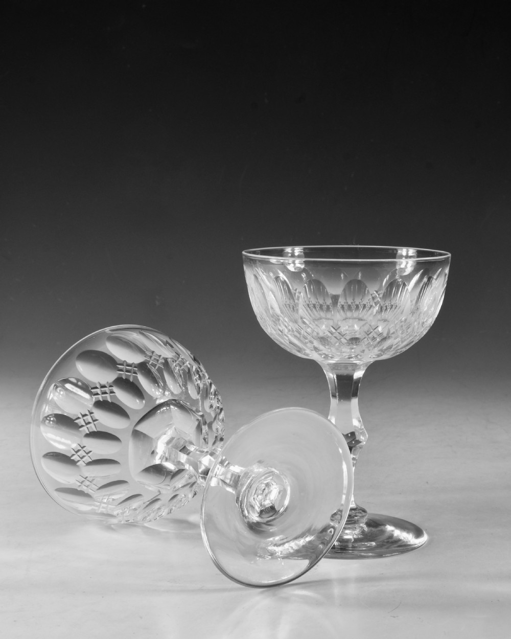 Antique glass - champagne glasses set of 6 English c1880 View V