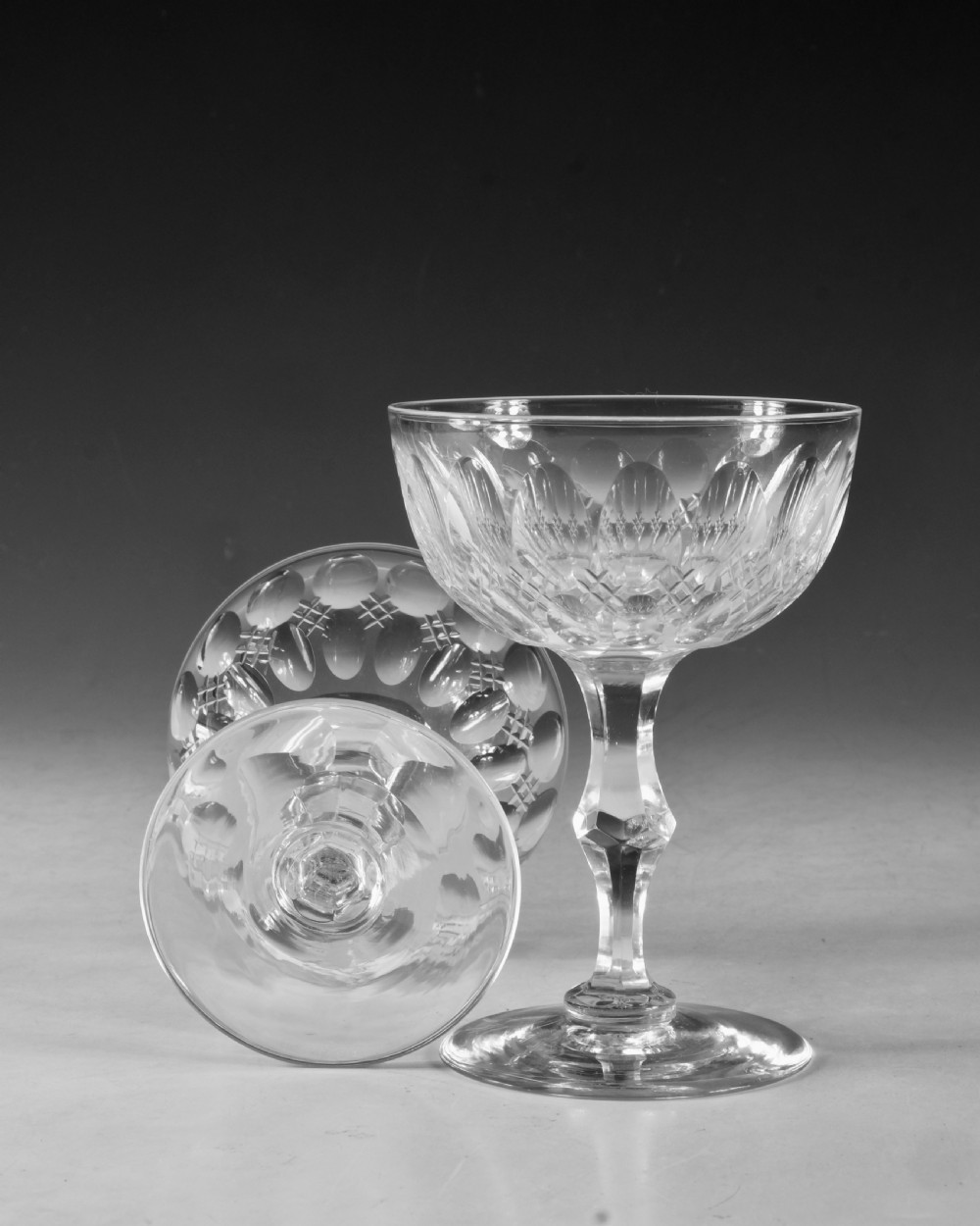 Antique glass - champagne glasses set of 6 English c1880 View VII