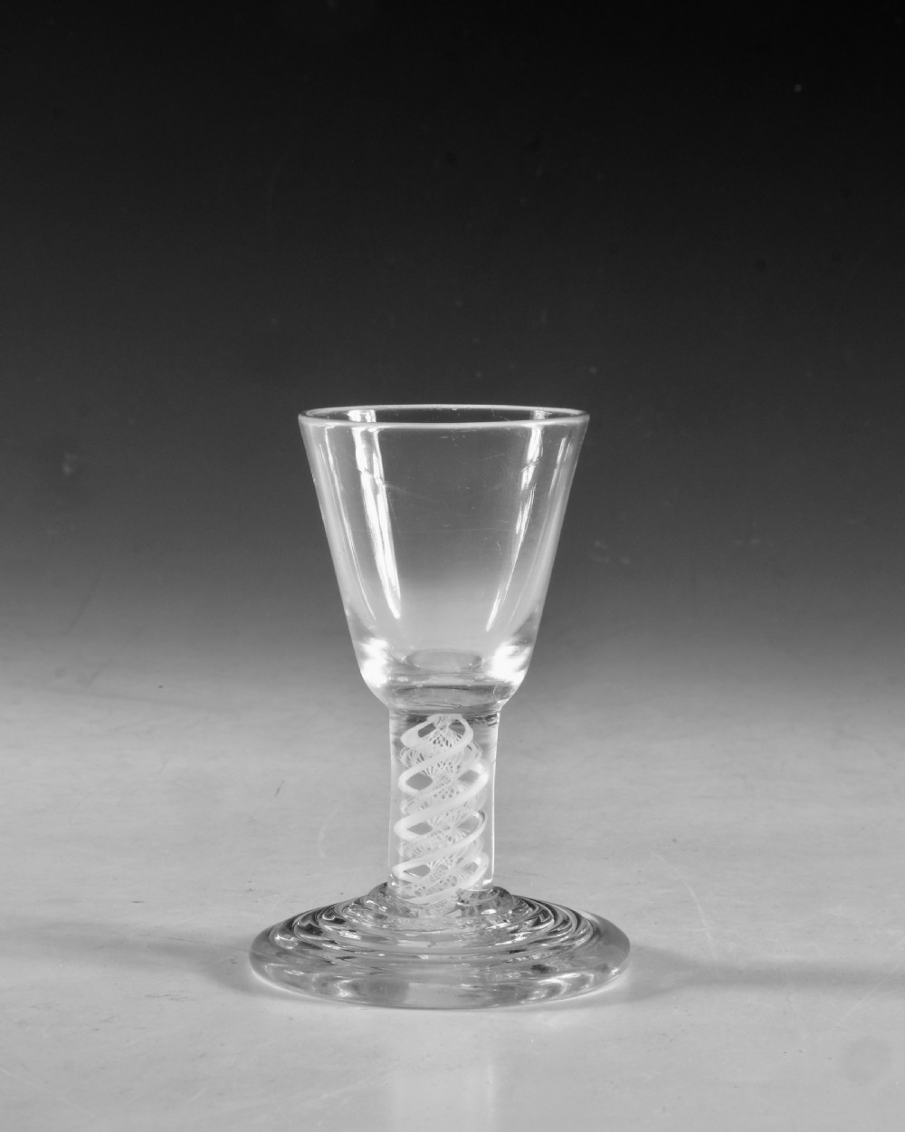 Antique glass - opaque twist firing glass English c1765 View II