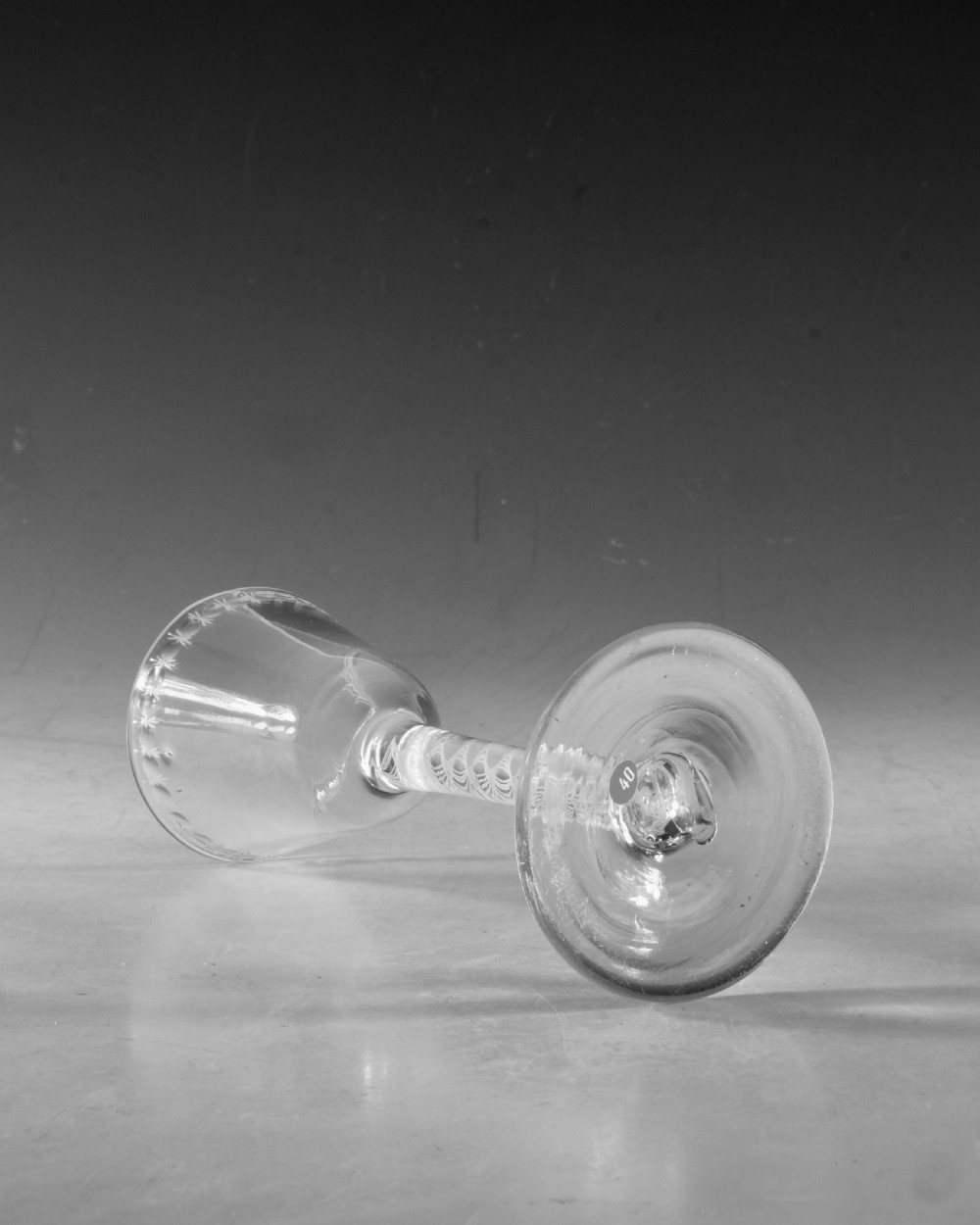 Antique glass - opaque twist wine glass English c1765 View III