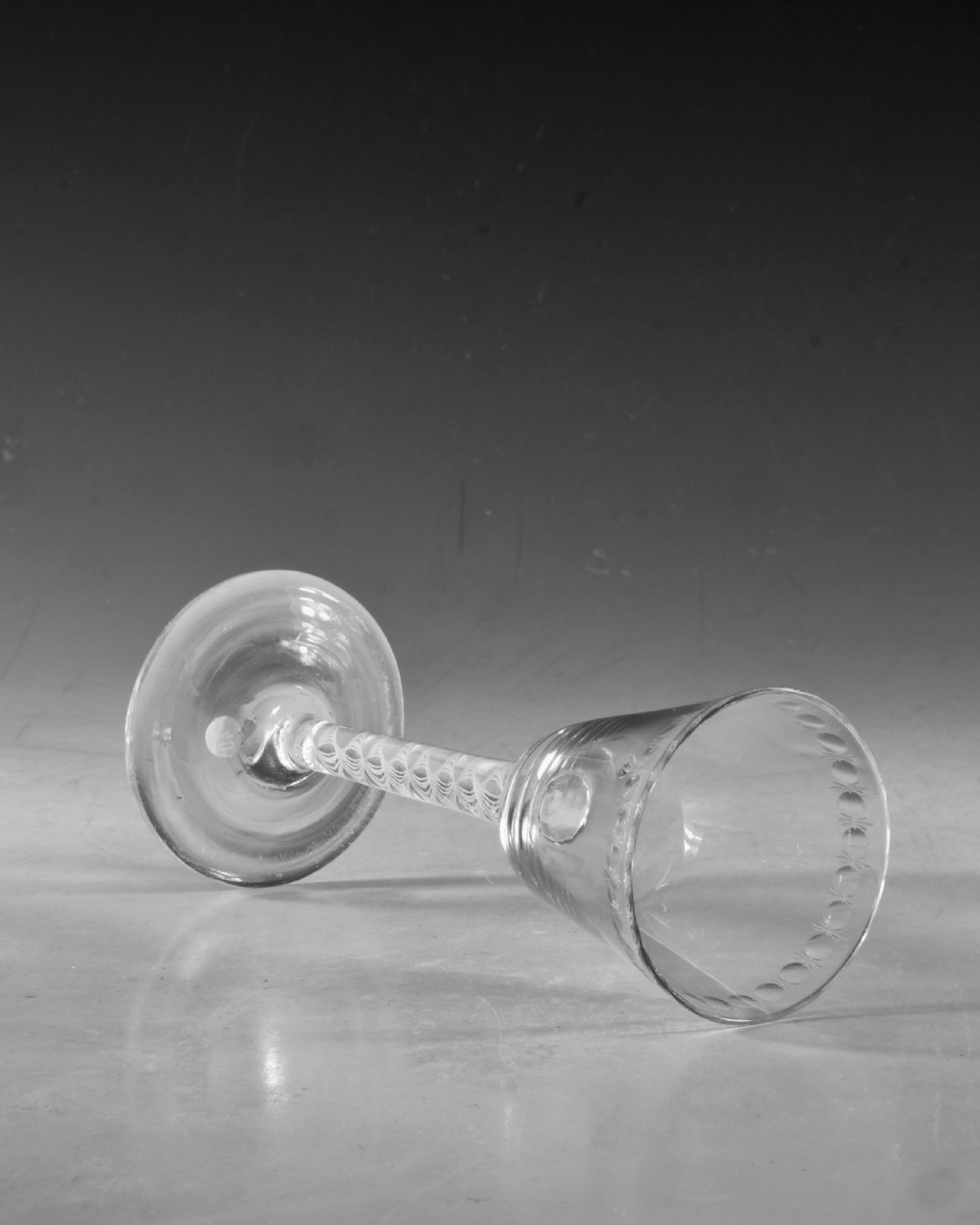 Antique glass - opaque twist wine glass English c1765 View IV