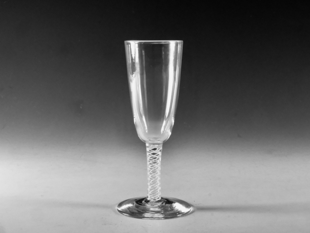 Antique glass - opaque twist ale glass English c1765