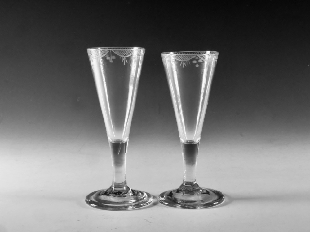 Antique glass - pair of ale glasses English c1790