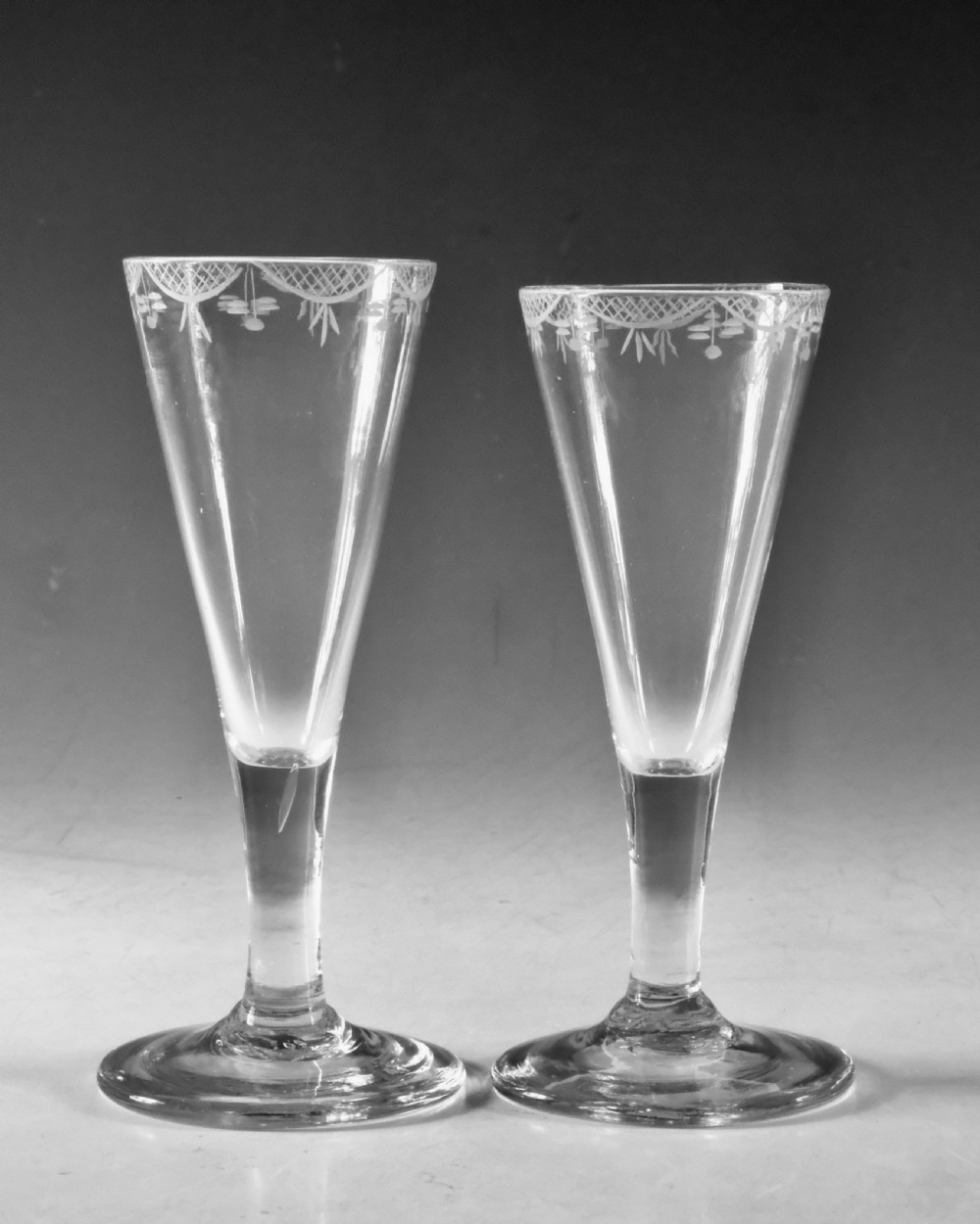 Antique glass - pair of ale glasses English c1790 View II