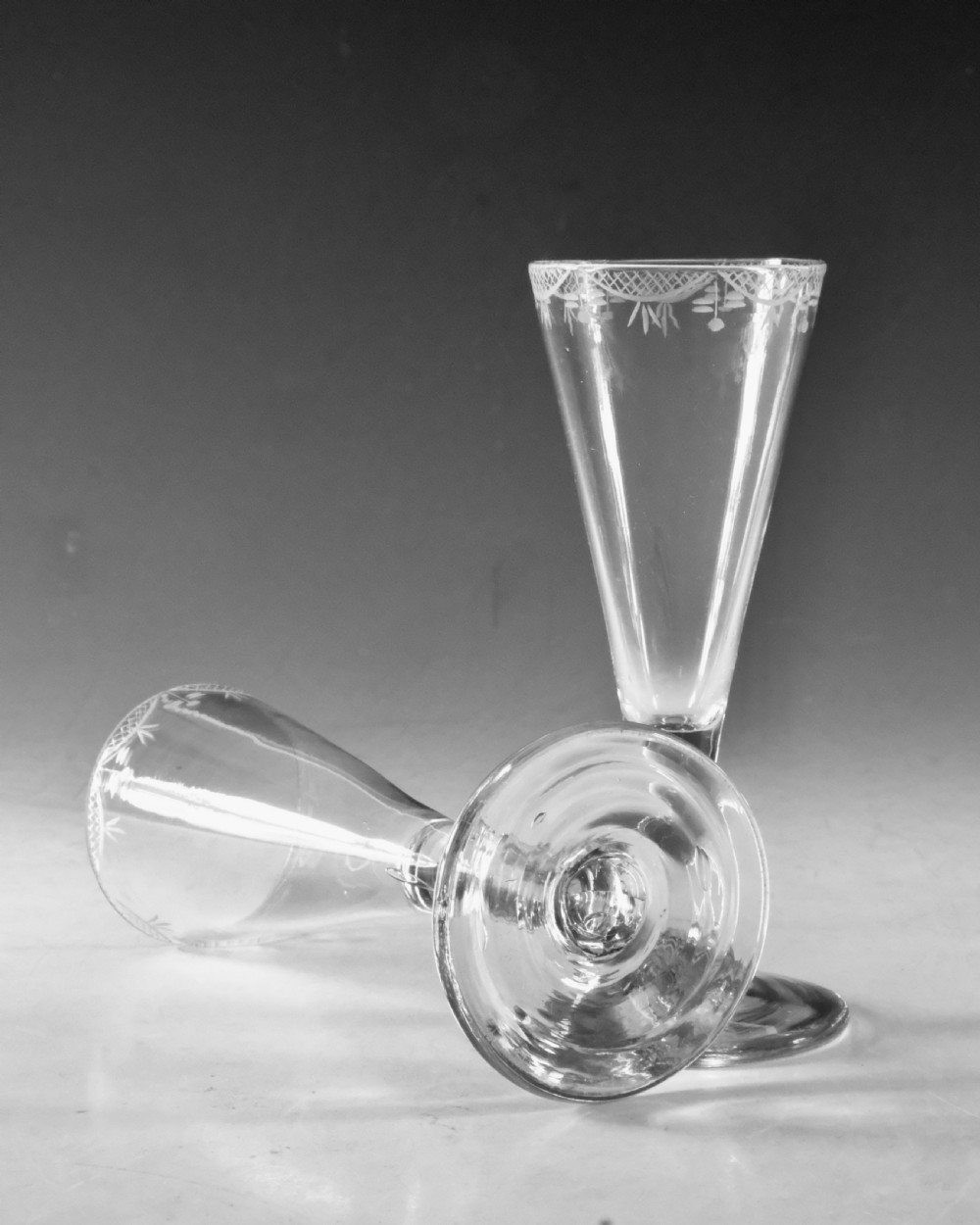 Antique glass - pair of ale glasses English c1790 View III