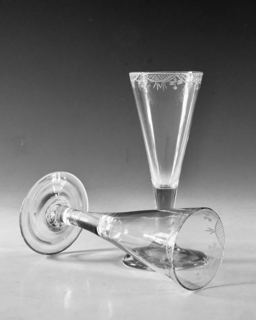 Antique glass - pair of ale glasses English c1790 View IV