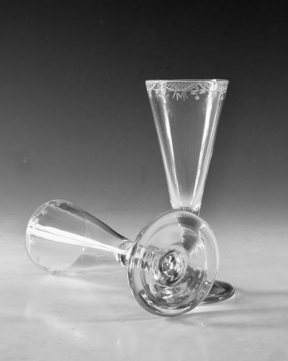 Antique glass - pair of ale glasses English c1790 View V