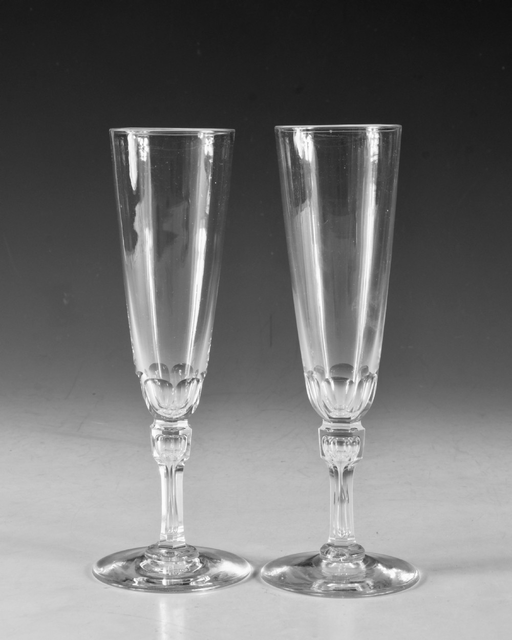 Antique glass champagne glasses pair English c184 View III