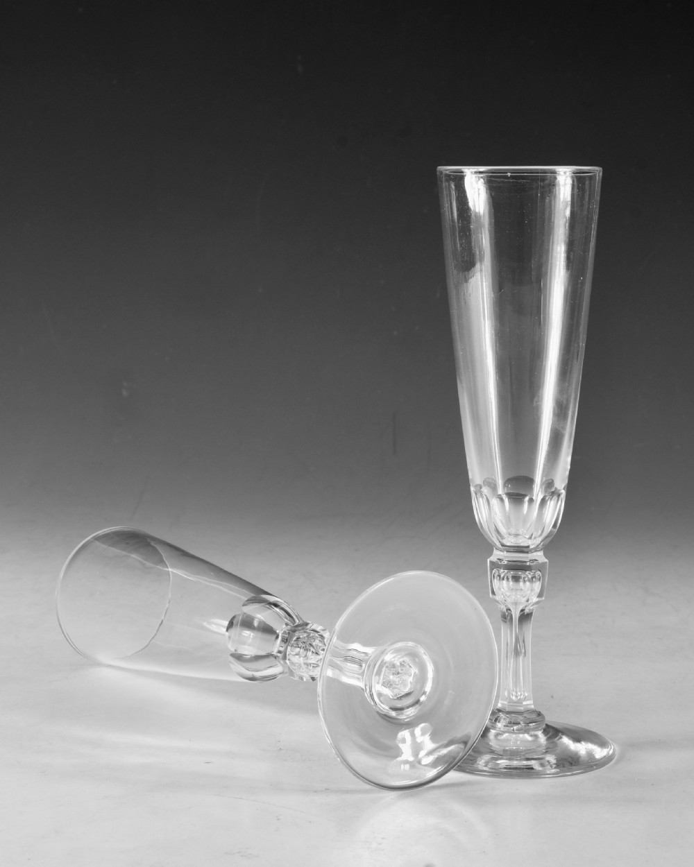 Antique glass champagne glasses pair English c184 View IV