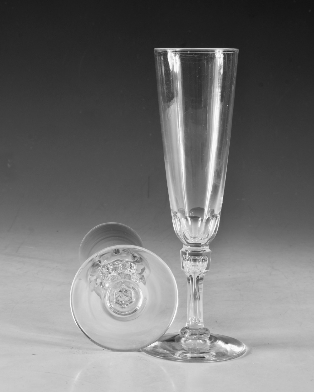 Antique glass champagne glasses pair English c184 View VI