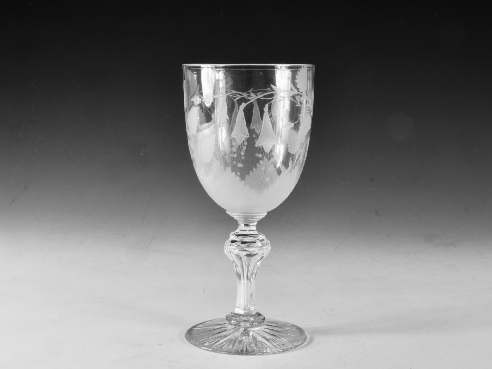 Antique glass - engraved goblet English c1880