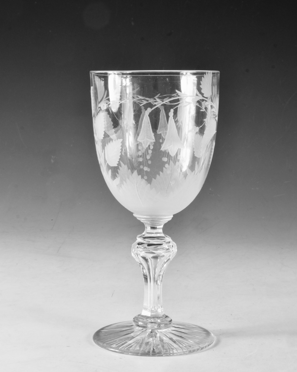 Antique glass - engraved goblet English c1880 View II