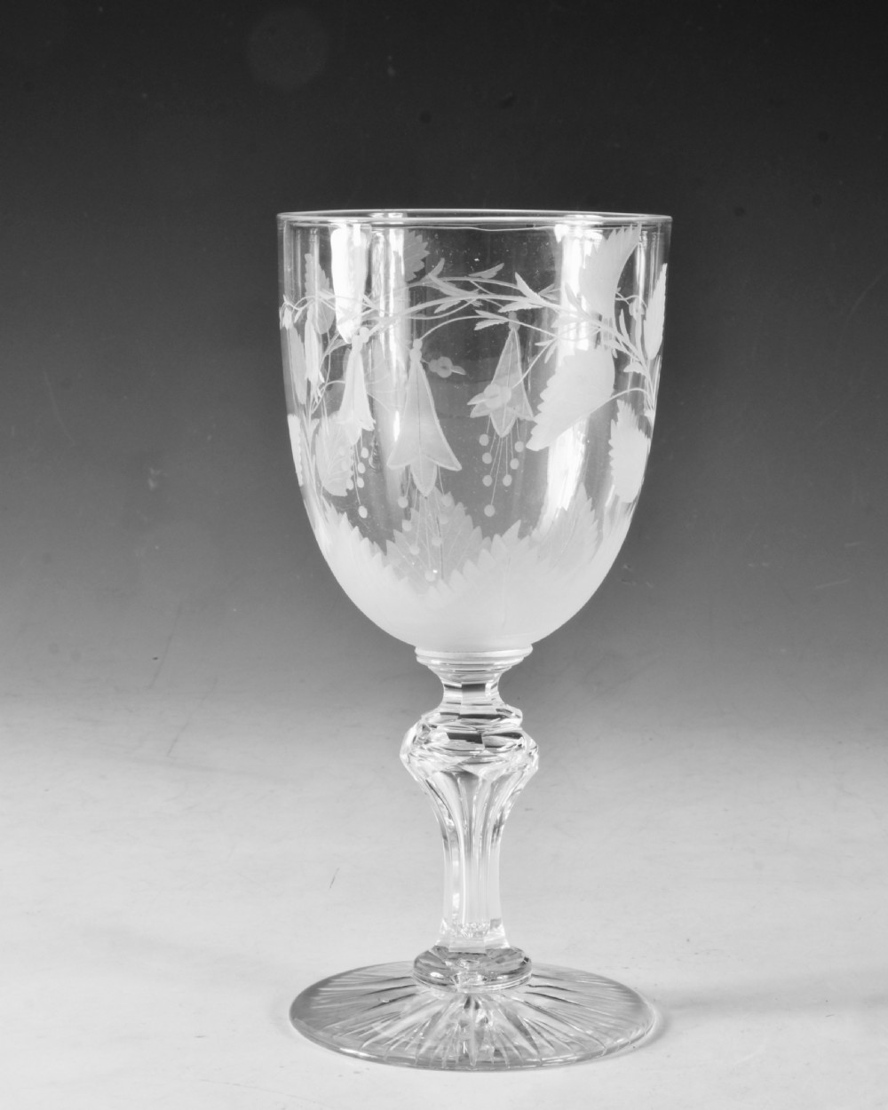 Antique glass - engraved goblet English c1880 View IV