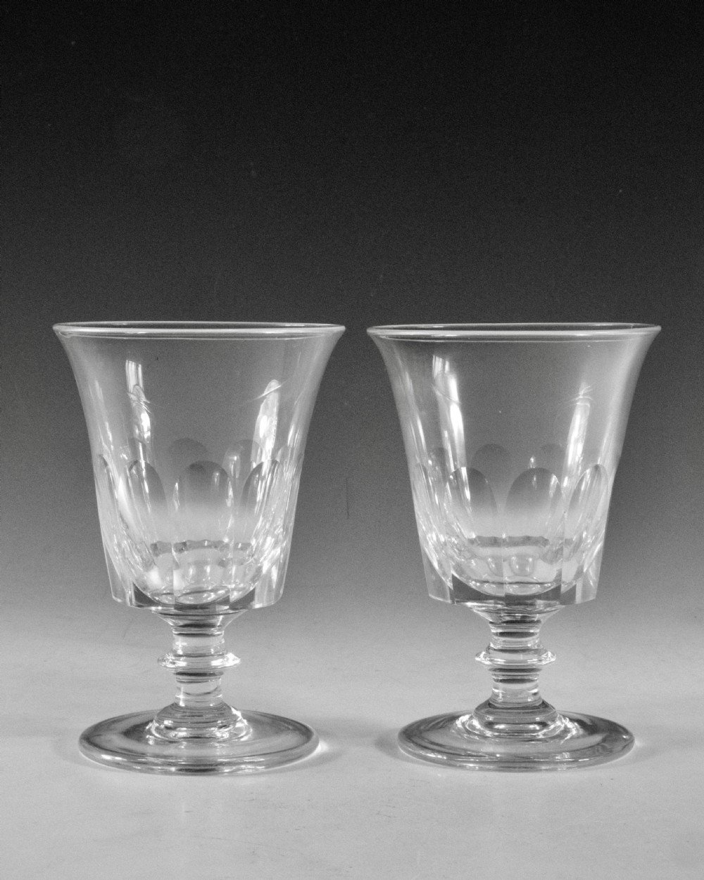 Antique glass - pair of rummers English c1830 View III