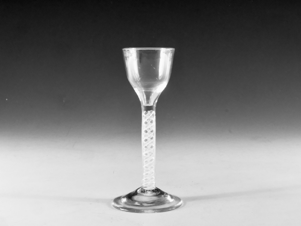 Antique glass - opaque twist wine glass English c1765