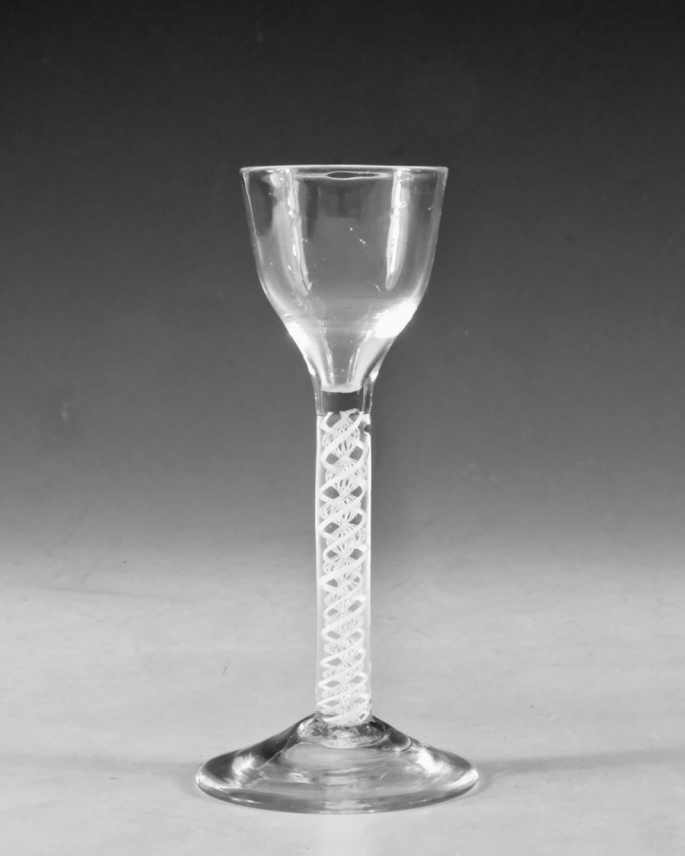 Antique glass - opaque twist wine glass English c1765 View II