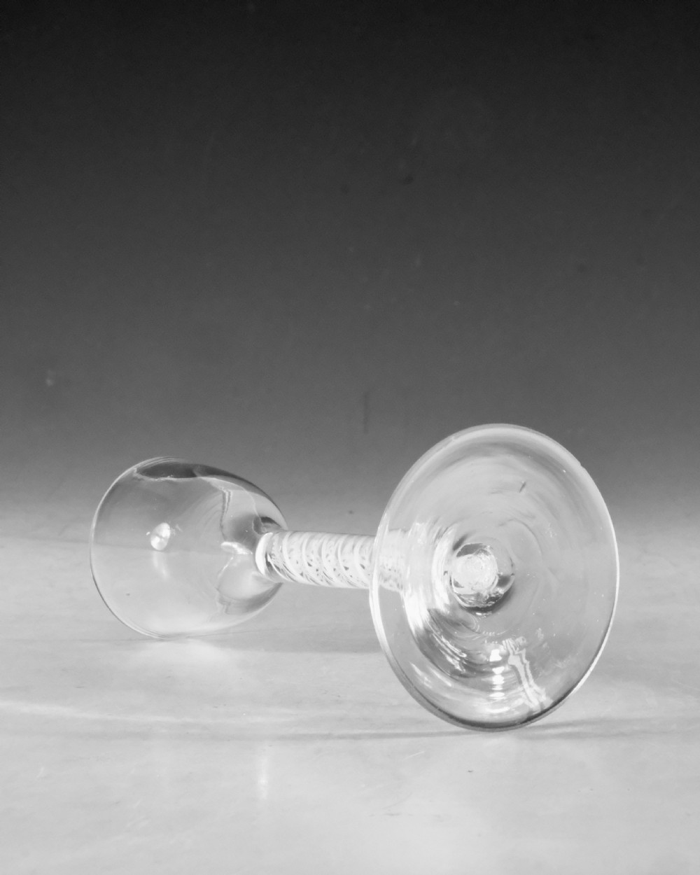 Antique glass - opaque twist wine glass English c1765 View III