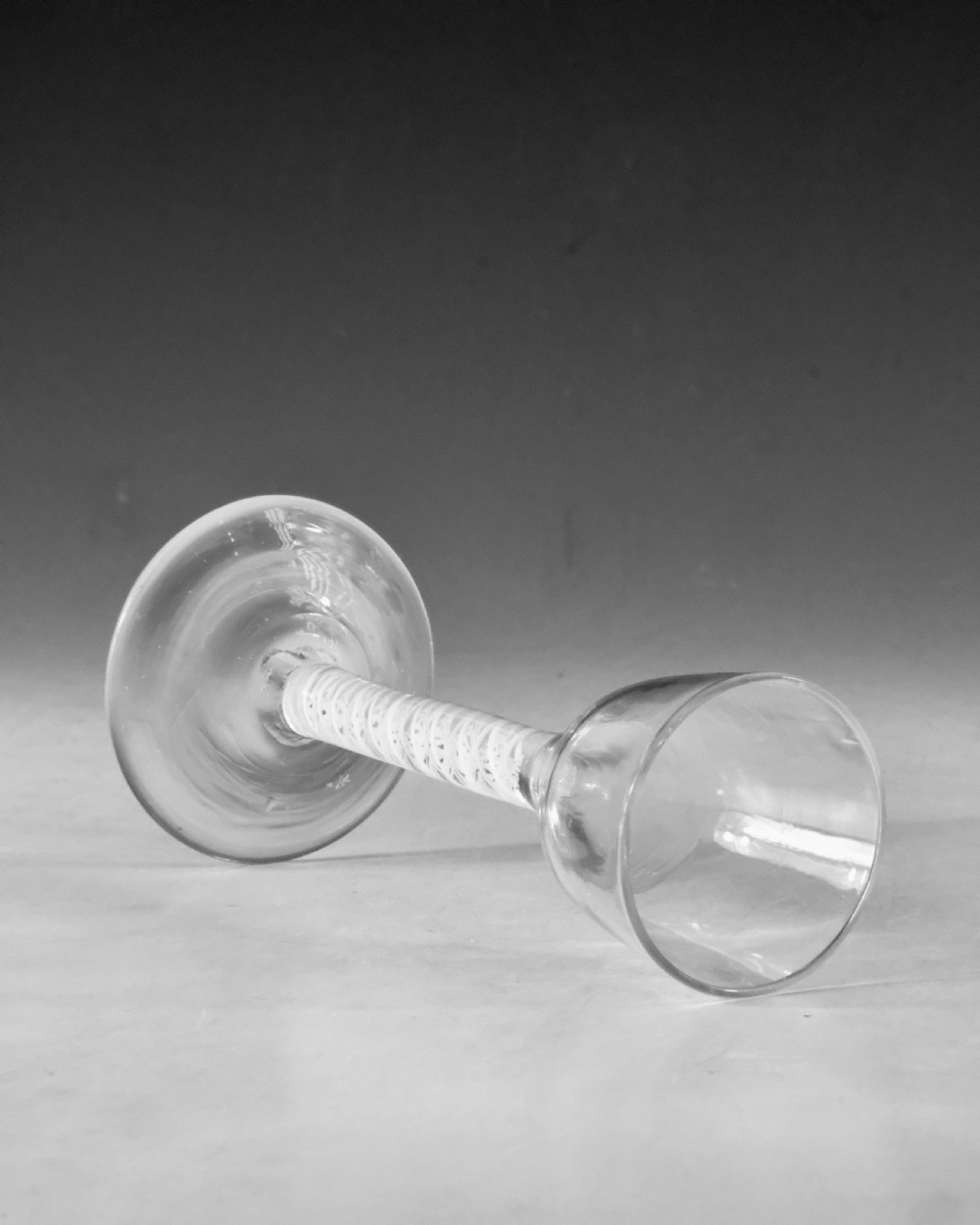 Antique glass - opaque twist wine glass English c1765 View IV