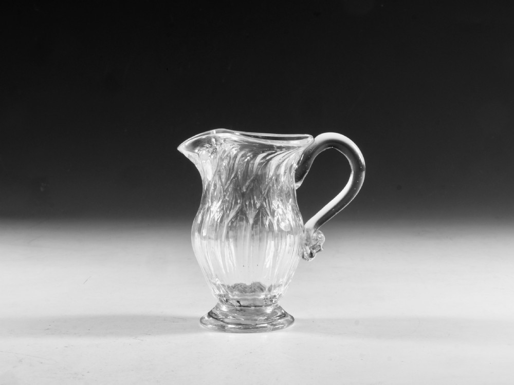 Antique glass - cream jug reticulated moulding English c1790