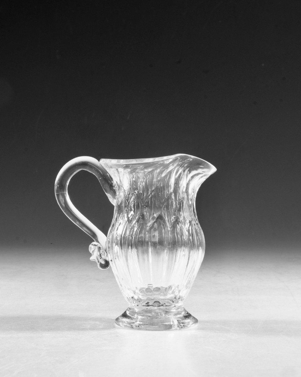 Antique glass - cream jug reticulated moulding English c1790 View III