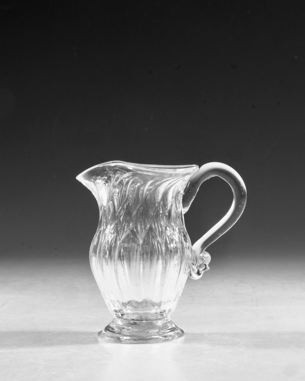 Antique glass - cream jug reticulated moulding English c1790 View IV