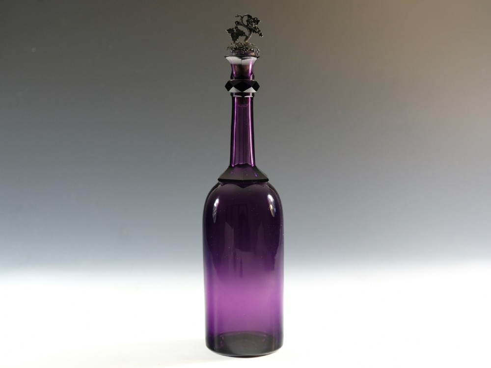 Antique glass - amethyst serving bottle English c1830