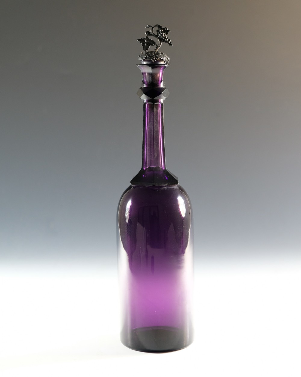 Antique glass - amethyst serving bottle English c1830 View II
