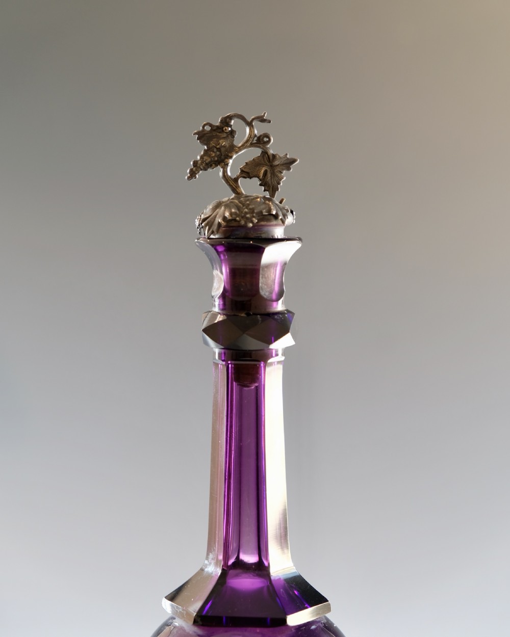 Antique glass - amethyst serving bottle English c1830 View III