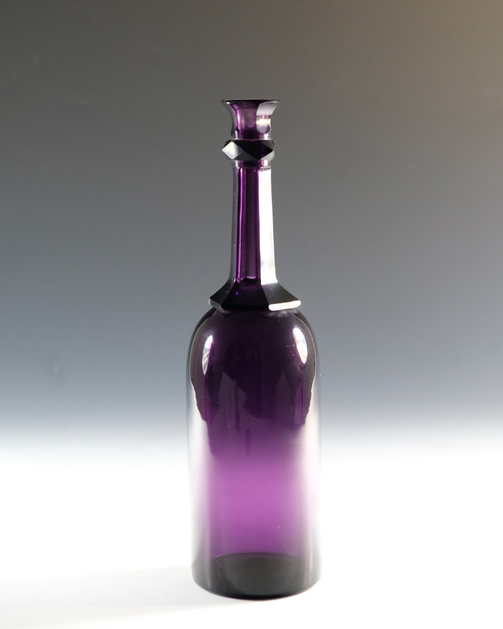 Antique glass - amethyst serving bottle English c1830 View IV