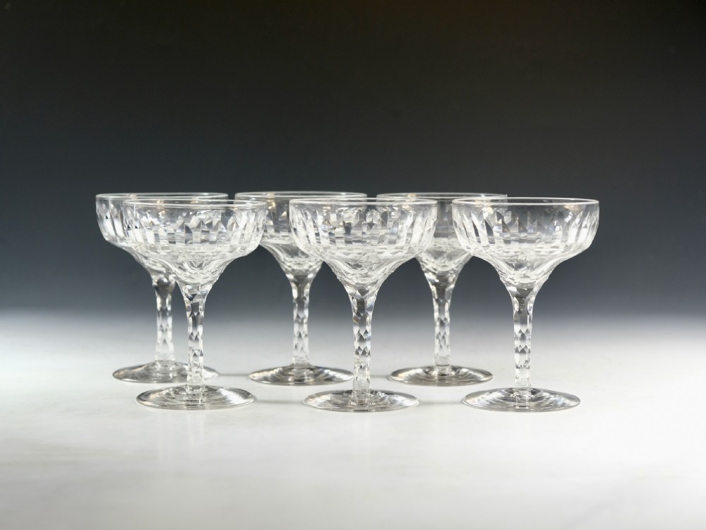 Antique glass - champagne glasses six English c1900