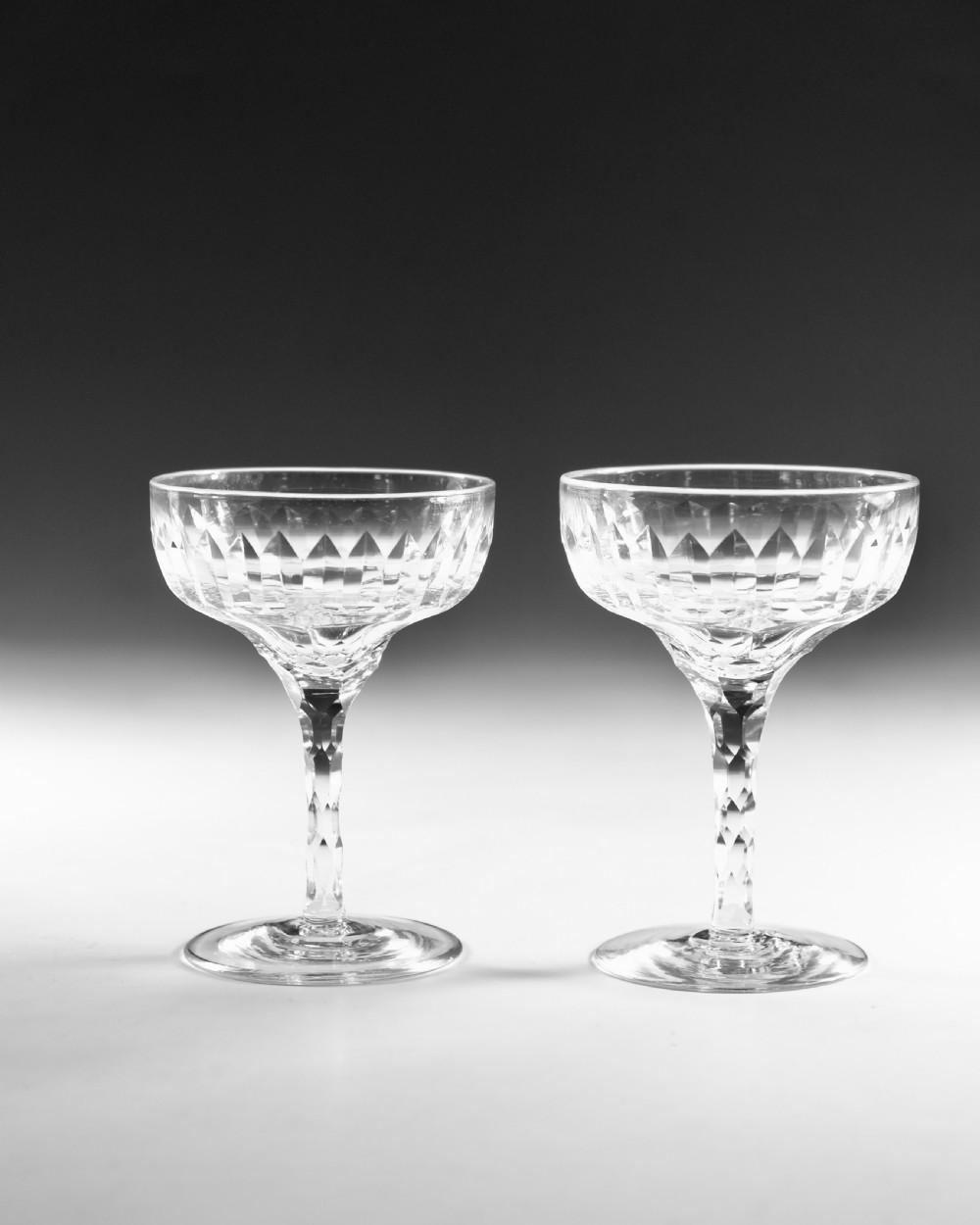 Antique glass - champagne glasses six English c1900 View IV
