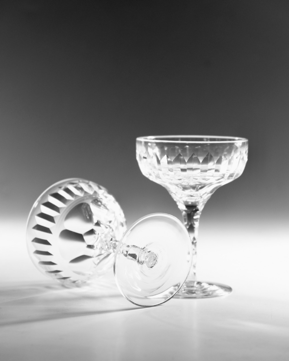 Antique glass - champagne glasses six English c1900 View V