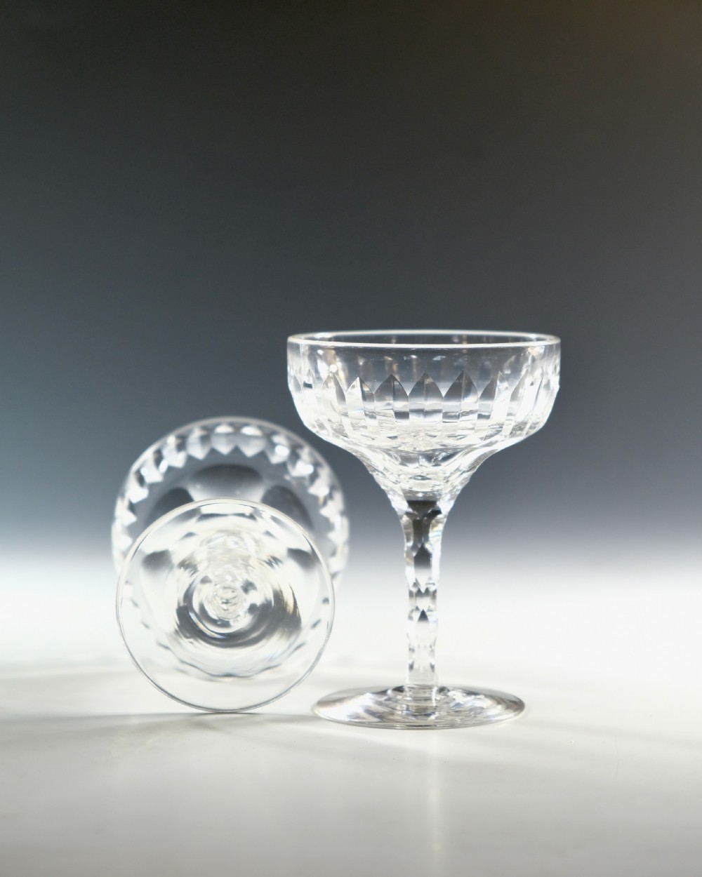 Antique glass - champagne glasses six English c1900 View VII