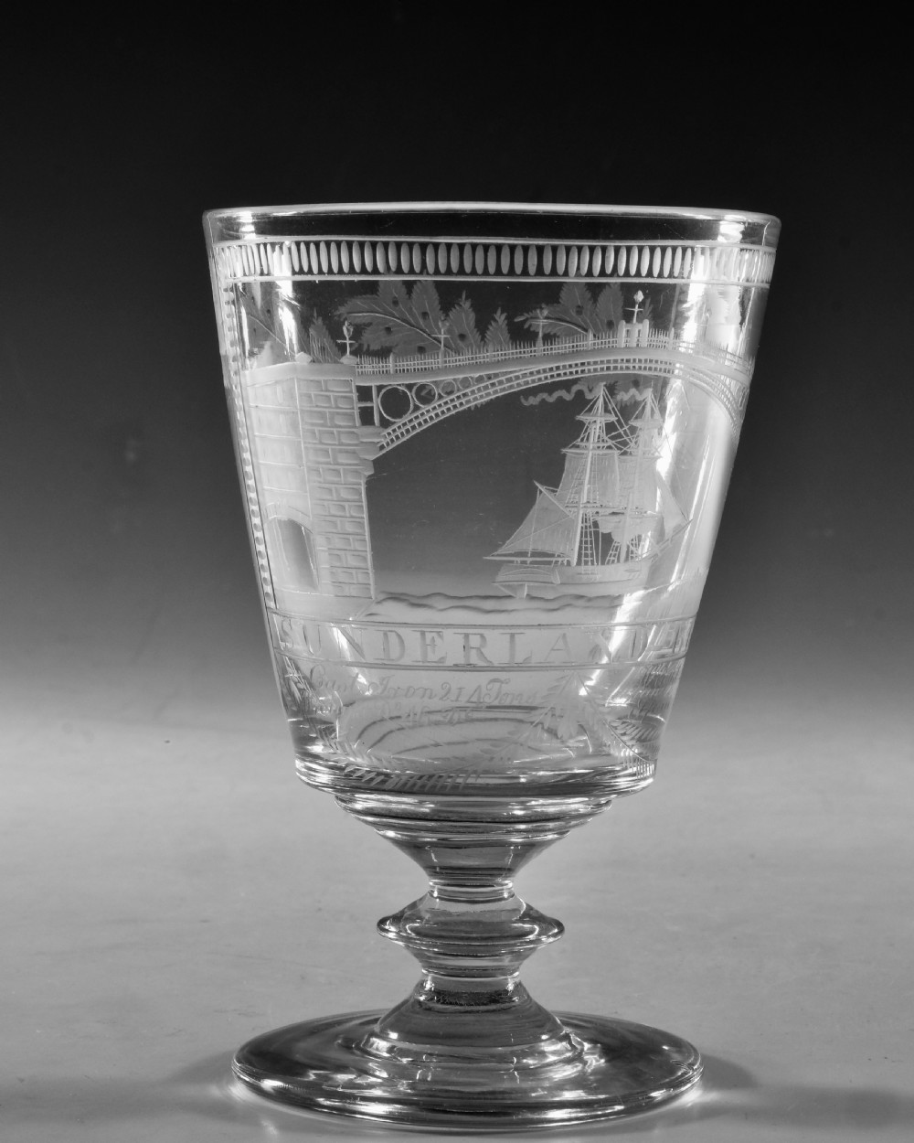Antique glass - rummer Sunderland Bridge English c1830 View V