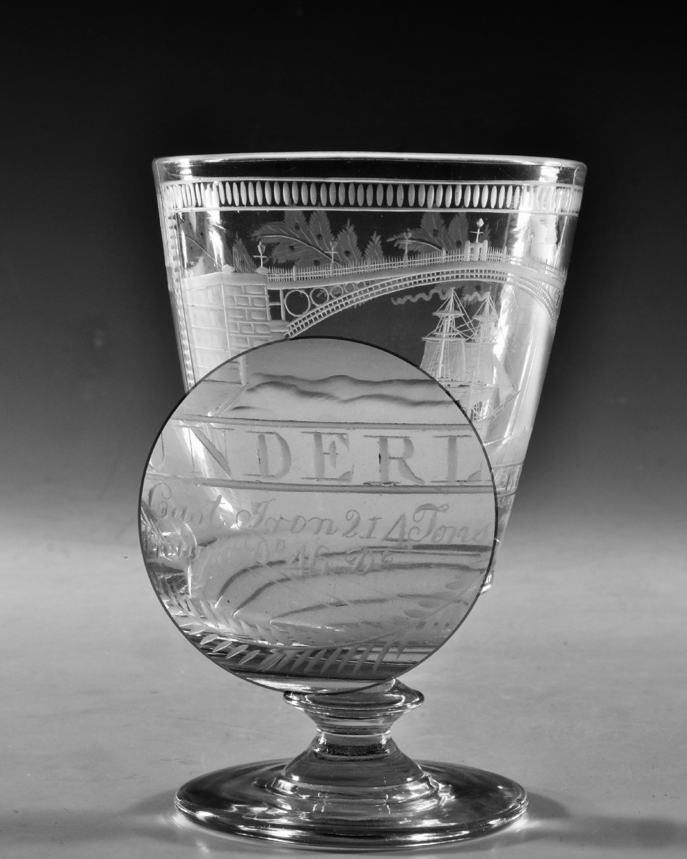 Antique glass - rummer Sunderland Bridge English c1830 View VI