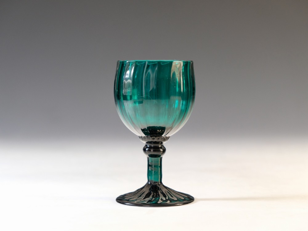 Antique glass - green wine glass English late 18th century