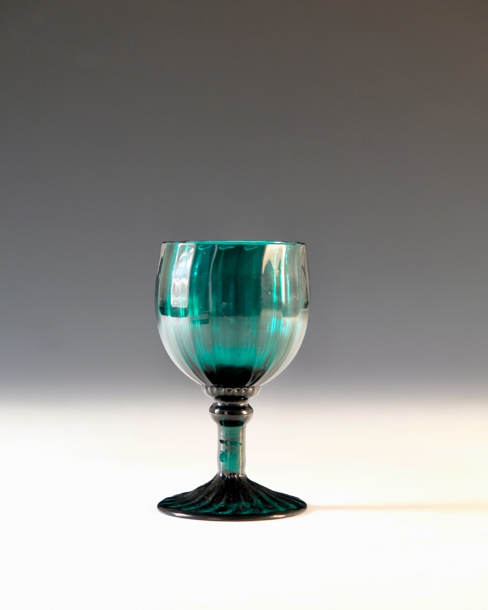 Antique glass - green wine glass English late 18th century View II